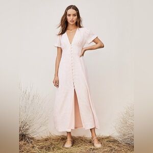 TVF DIANE VON FURSTENBURG PINK CHIFFON MIDI DRESS SLIT WITH POCKETS SMALL